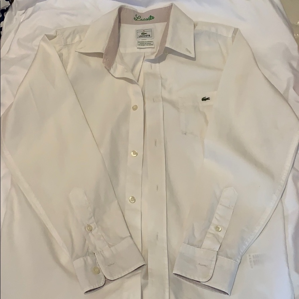 Lacoste Boys Dress Button Down White Shirt